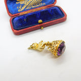 Sterling Silver Gilt & Faceted Amethyst Circus Elephant Fob Seal Pendant 1991