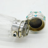 Victorian 14ct Gold, Sterling Silver, Stone-Set Glass Double-Ended Scent Bottle 1864 London
