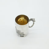 Edwardian Sterling Silver Child Feeding Chickens Tankard Mug Antique 1906