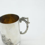Edwardian Sterling Silver Child Feeding Chickens Tankard Mug Antique 1906