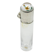 Victorian Sterling Silver, Glass & Essex Crystal Floral Scent Bottle Antique 1894 London