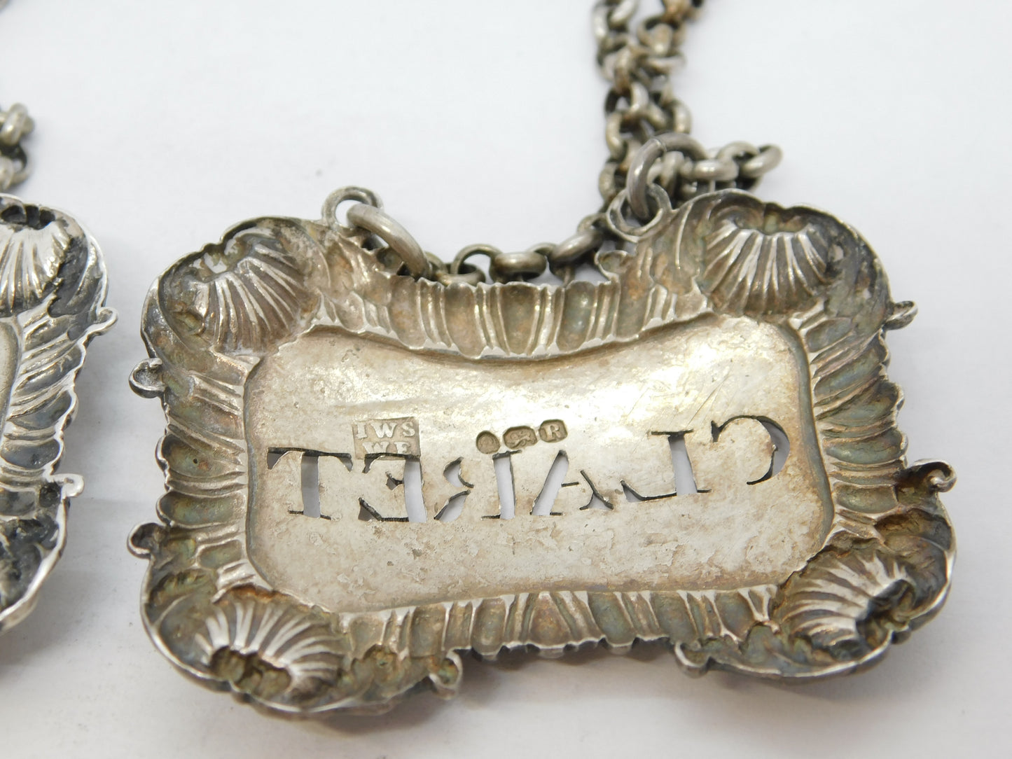 George III Sterling Silver Claret & Port Decanter Label Antique 1812 London