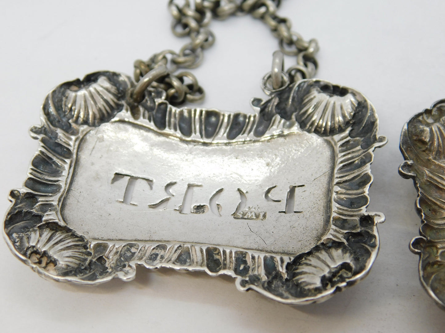 George III Sterling Silver Claret & Port Decanter Label Antique 1812 London
