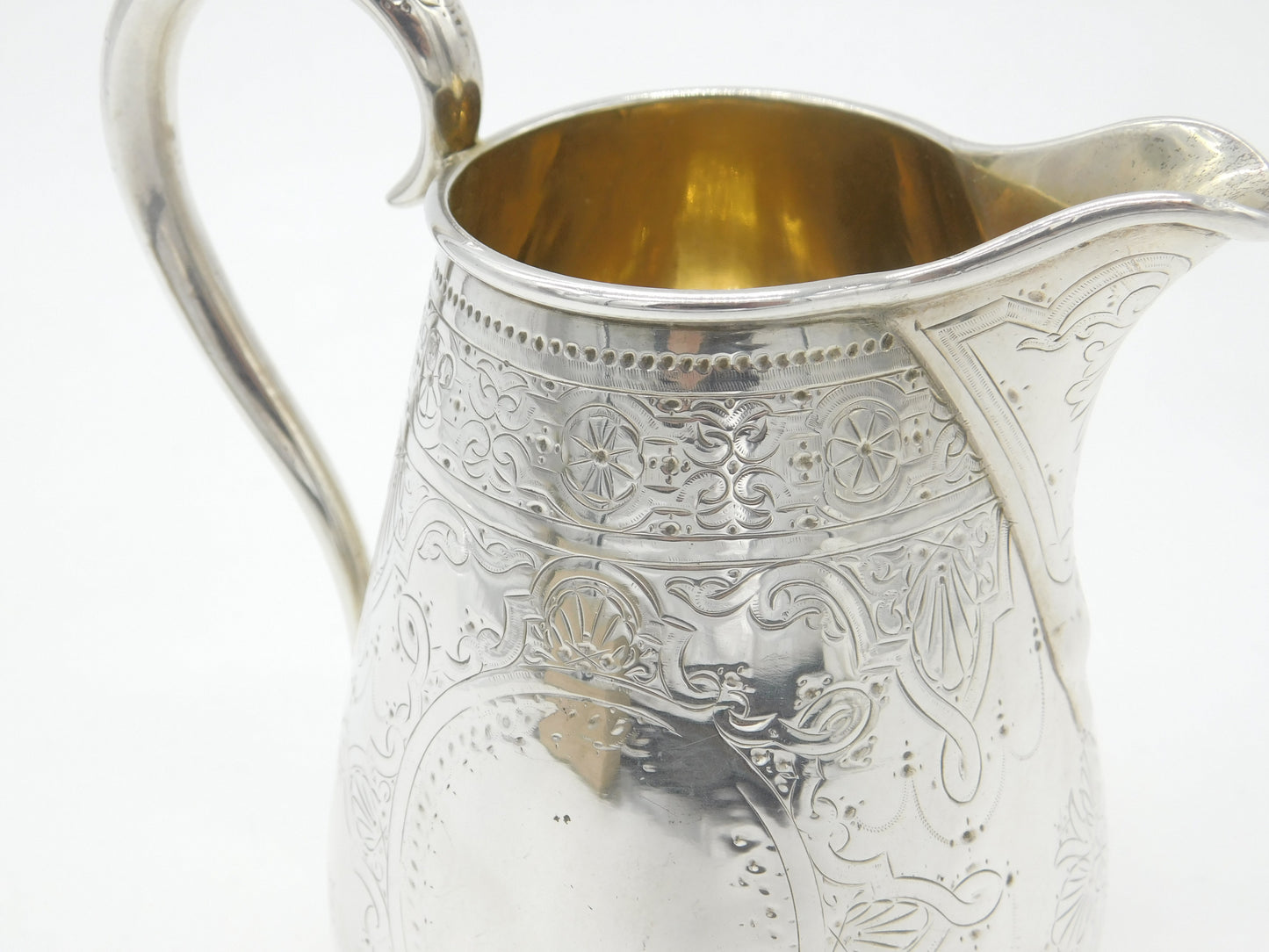 Victorian Sterling Silver Floral Pattern Cream Jug 1870 London Antique