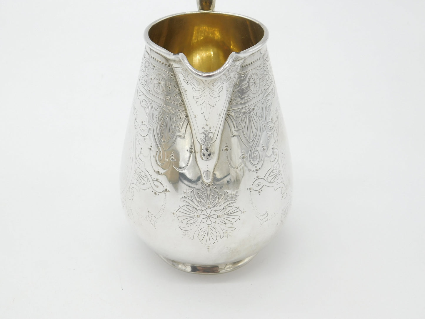 Victorian Sterling Silver Floral Pattern Cream Jug 1870 London Antique