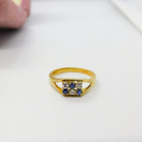 18ct Gold, Sapphire & Diamond Six-Stone Modernist Band Ring Vintage 1974 London