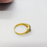 18ct Gold, Sapphire & Diamond Six-Stone Modernist Band Ring Vintage 1974 London