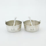 Pair Of Victorian Pail Bucket Salt Cellars Antique 1870 London Bird Crests