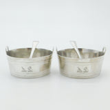 Pair Of Victorian Pail Bucket Salt Cellars Antique 1870 London Bird Crests