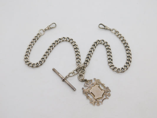 Victorian Sterling Silver Double Albert Watch Chain Antique 1900 Birmingham