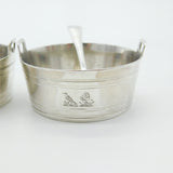 Pair Of Victorian Pail Bucket Salt Cellars Antique 1870 London Bird Crests