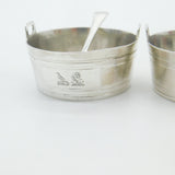 Pair Of Victorian Pail Bucket Salt Cellars Antique 1870 London Bird Crests