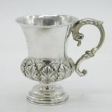 Victorian Sterling Silver Floral Pattern Christening Mug Antique 1855 Birmingham