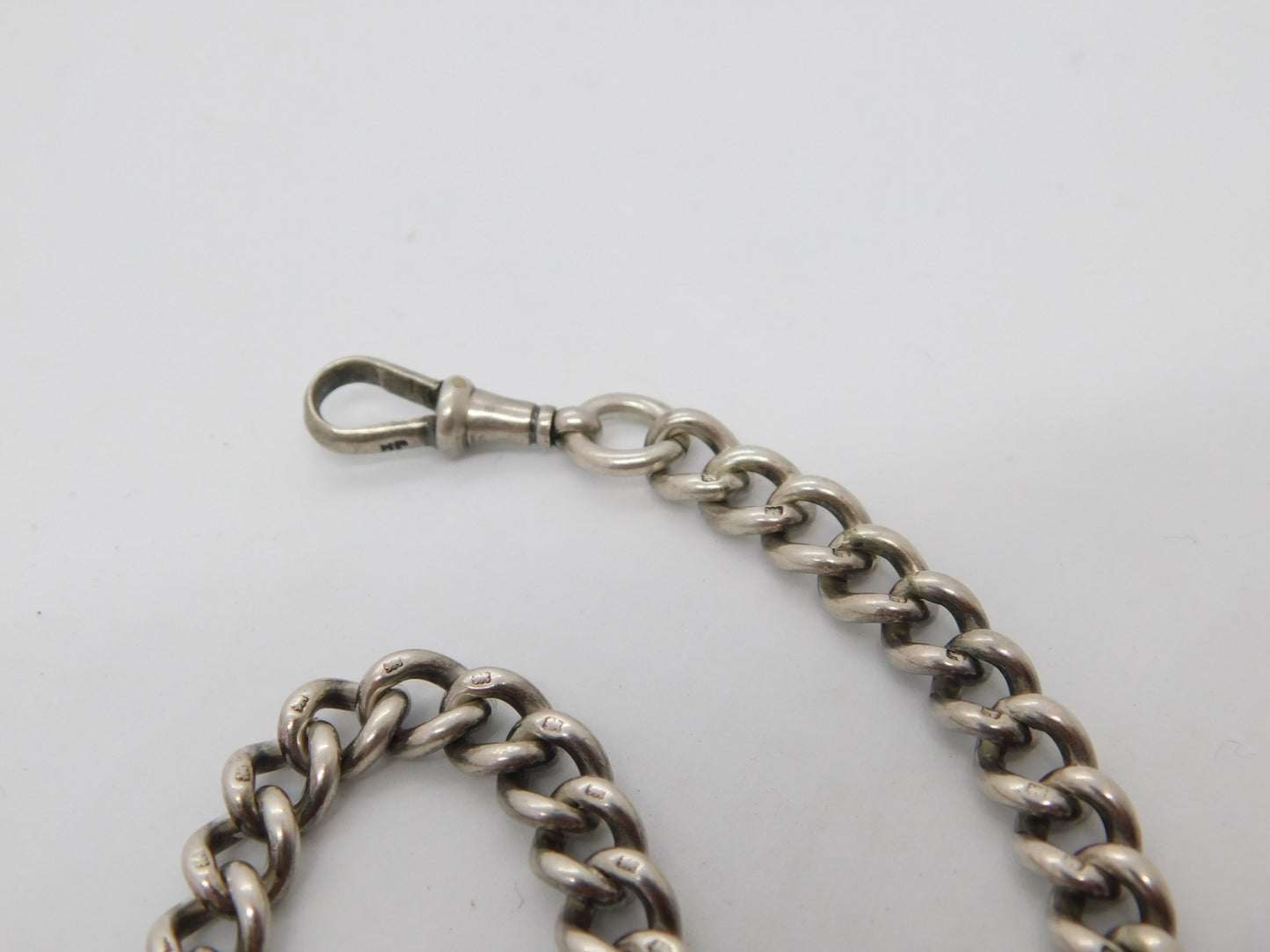 Victorian Sterling Silver Double Albert Watch Chain Antique 1900 Birmingham