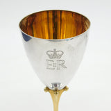 Elizabeth II Sterling Silver Crown Form Silver Jubilee Wine Goblet Vintage 1977