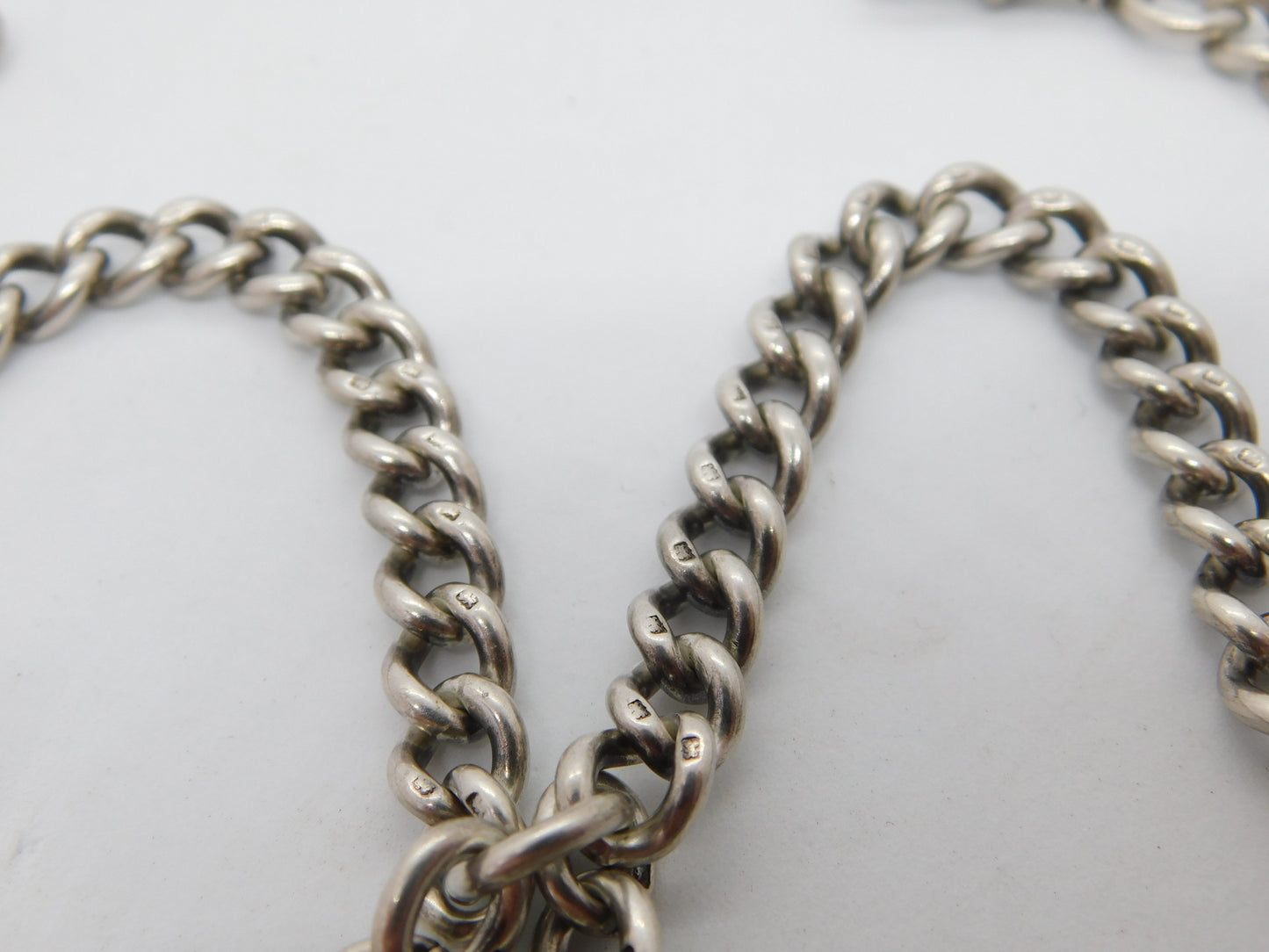 Victorian Sterling Silver Double Albert Watch Chain Antique 1900 Birmingham