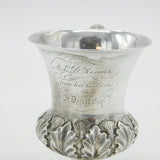 Victorian Sterling Silver Floral Pattern Christening Mug Antique 1855 Birmingham