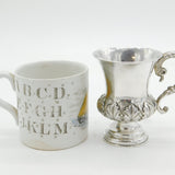 Victorian Sterling Silver Floral Pattern Christening Mug Antique 1855 Birmingham