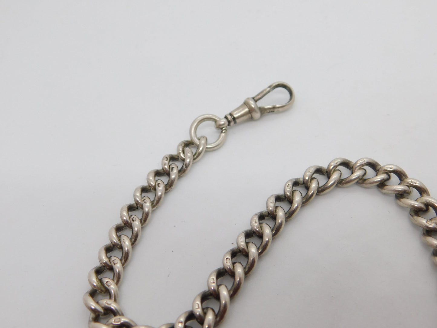 Victorian Sterling Silver Double Albert Watch Chain Antique 1900 Birmingham