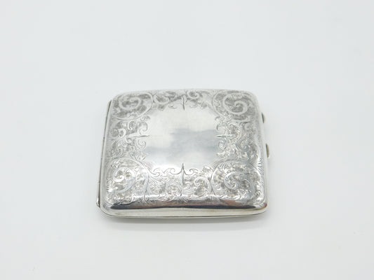 Edwardian Sterling Silver Floral Pattern Cigarette Case Antique 1906 Birmingham