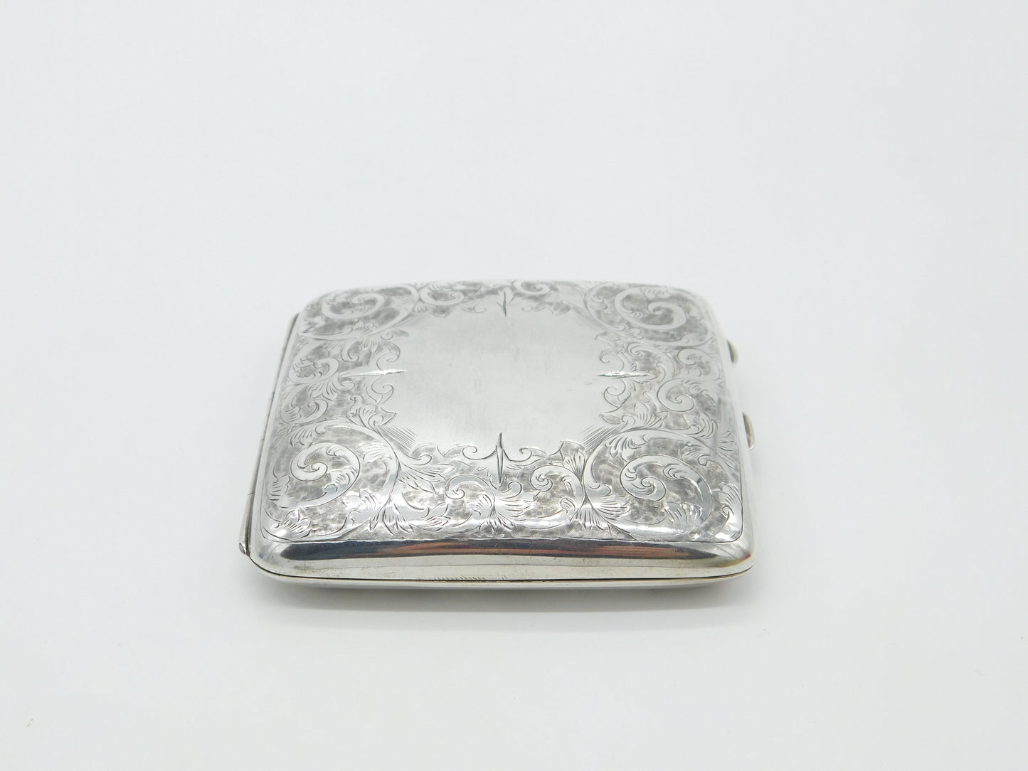 Edwardian Sterling Silver Floral Pattern Cigarette Case Antique 1906 Birmingham