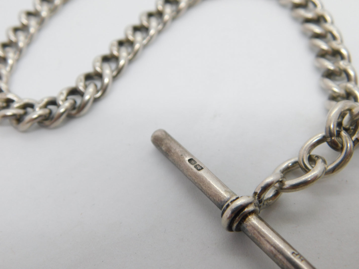 Victorian Sterling Silver Double Albert Watch Chain Antique 1900 Birmingham