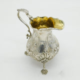 Victorian Sterling Silver Floral Embossed Crested Cream Jug Antique 1866 London