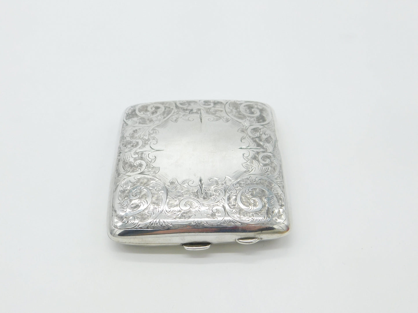 Edwardian Sterling Silver Floral Pattern Cigarette Case Antique 1906 Birmingham