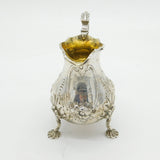 Victorian Sterling Silver Floral Embossed Crested Cream Jug Antique 1866 London