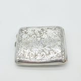 Edwardian Sterling Silver Floral Pattern Cigarette Case Antique 1906 Birmingham