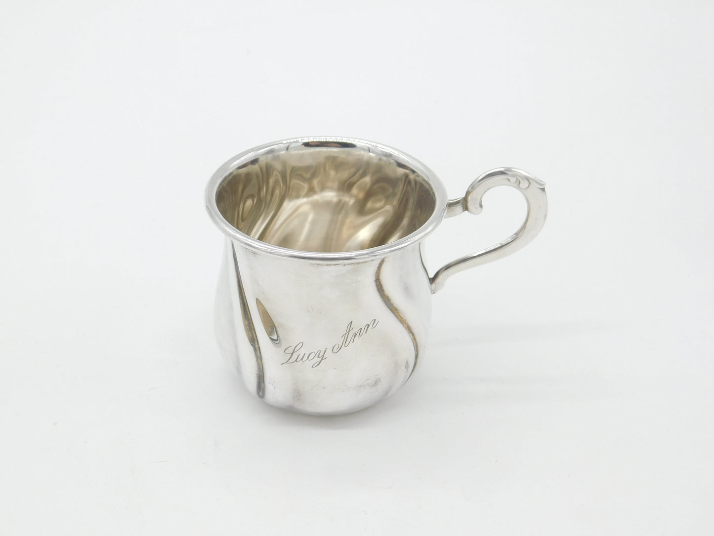 Victorian German .800 Grade Silver 'Lucy Ann' Christening Cup Art Nouveau c1900