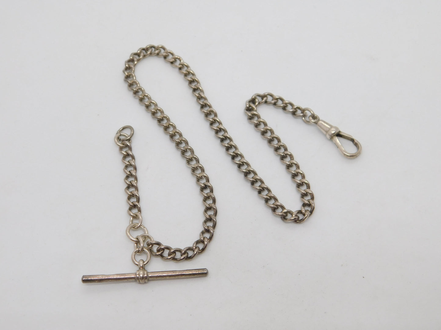 Sterling Silver Single Albert Watch Chain Antique 1911 Chester Art Deco