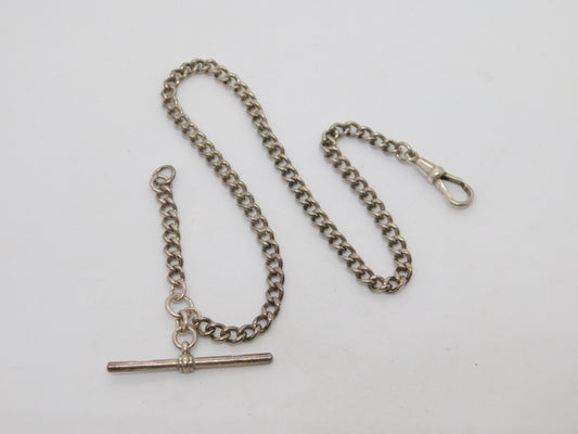 Sterling Silver Single Albert Watch Chain Antique 1911 Chester Art Deco