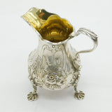 Victorian Sterling Silver Floral Embossed Crested Cream Jug Antique 1866 London