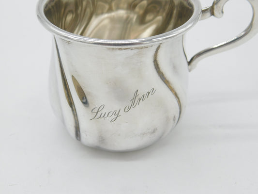 Victorian German .800 Grade Silver 'Lucy Ann' Christening Cup Art Nouveau c1900