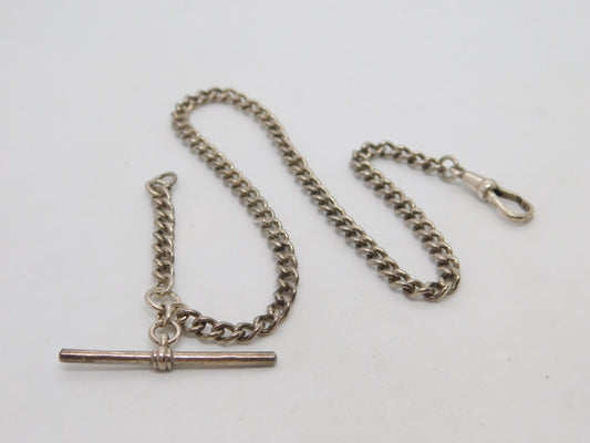 Sterling Silver Single Albert Watch Chain Antique 1911 Chester Art Deco