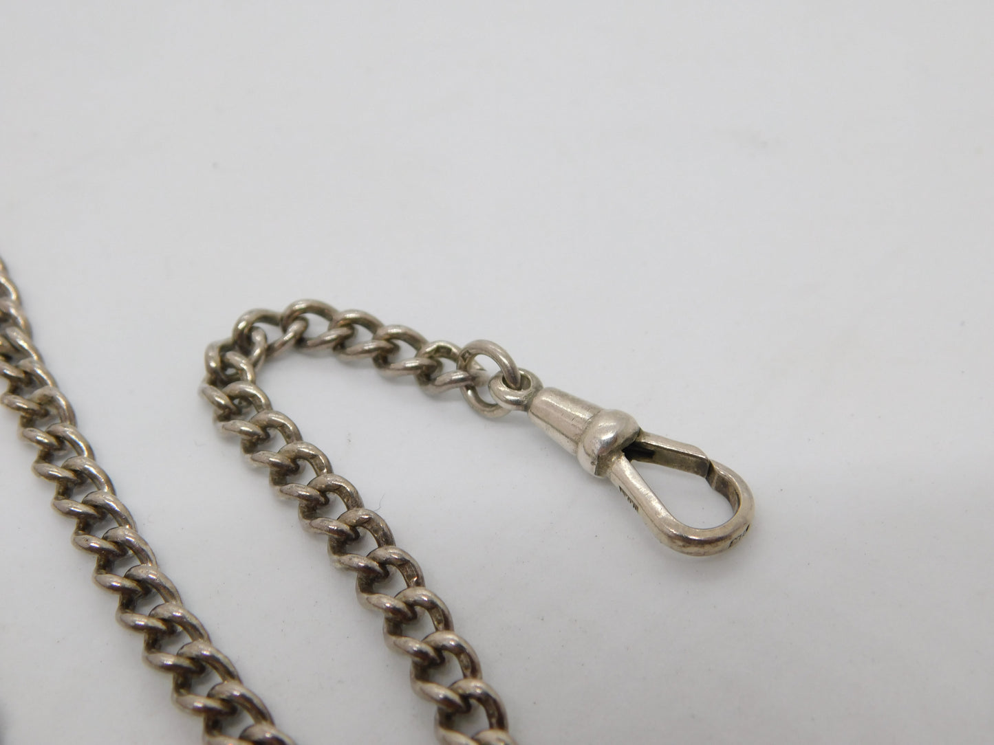 Sterling Silver Single Albert Watch Chain Antique 1911 Chester Art Deco