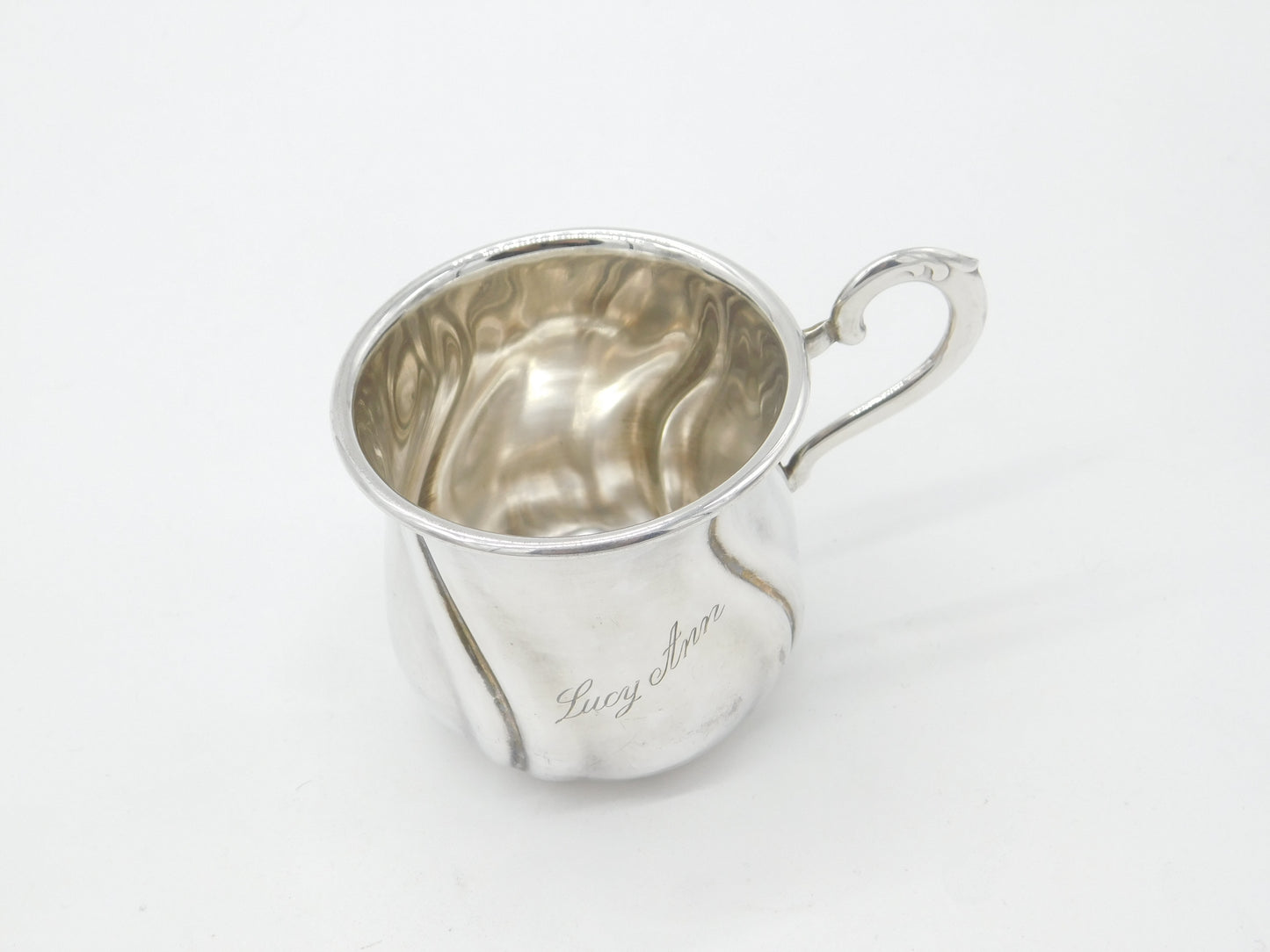 Victorian German .800 Grade Silver 'Lucy Ann' Christening Cup Art Nouveau c1900