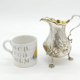 Victorian Sterling Silver Floral Embossed Crested Cream Jug Antique 1866 London