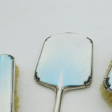 Sterling Silver Sky Blue Guilloche Enamel Vanity Set Antique 1938 Chester Deco