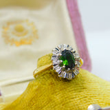 18ct Yellow Gold, Mystic Topaz & Diamond Cluster Ring Vintage 1982 London
