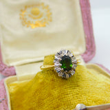 18ct Yellow Gold, Mystic Topaz & Diamond Cluster Ring Vintage 1982 London