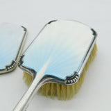Sterling Silver Sky Blue Guilloche Enamel Vanity Set Antique 1938 Chester Deco