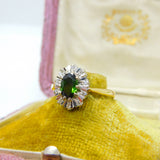 18ct Yellow Gold, Mystic Topaz & Diamond Cluster Ring Vintage 1982 London