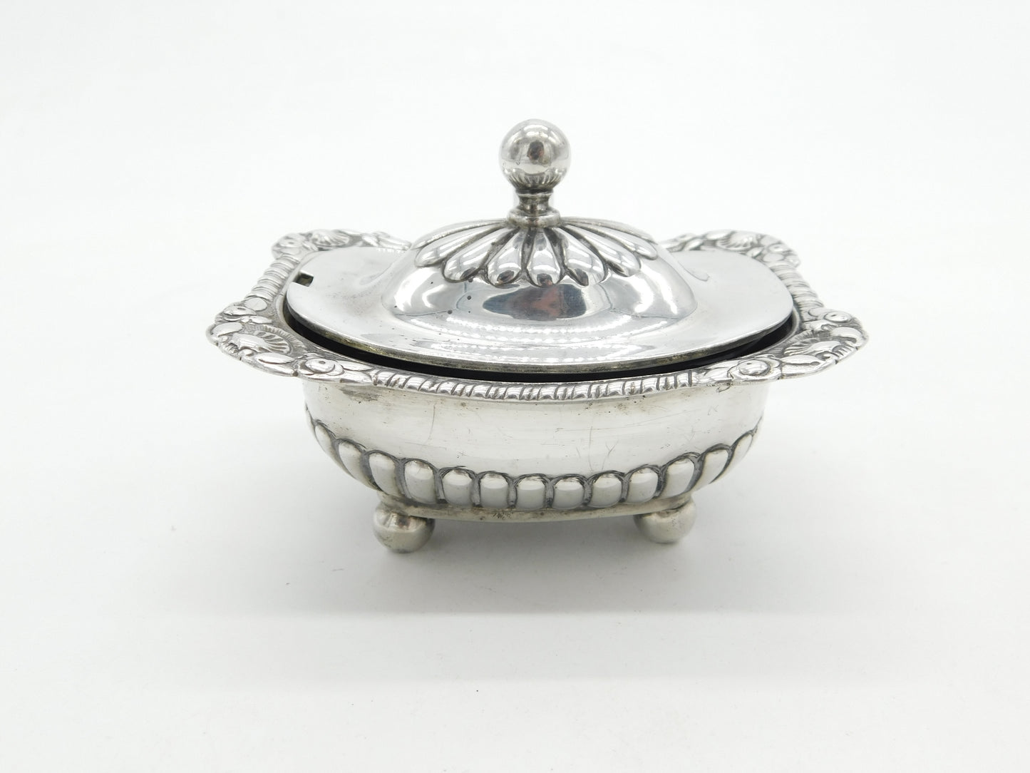 Georgian Sterling Silver Large Gadrooned Mustard Pot 1814 London Antique