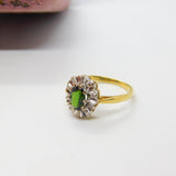 18ct Yellow Gold, Mystic Topaz & Diamond Cluster Ring Vintage 1982 London