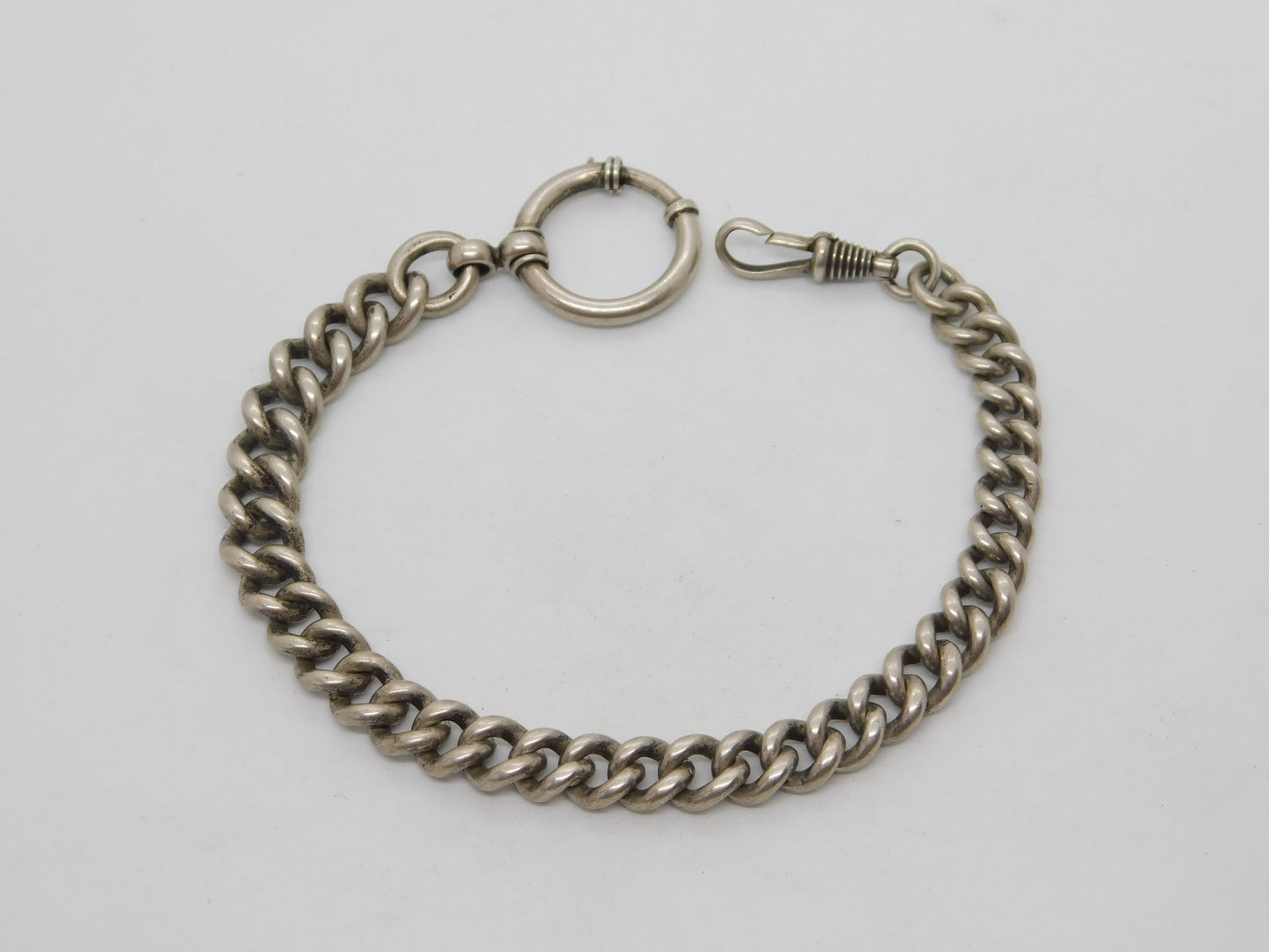 Victorian Chunky .800 Silver Graduating Watch Chain Bracelet c1900 Antique