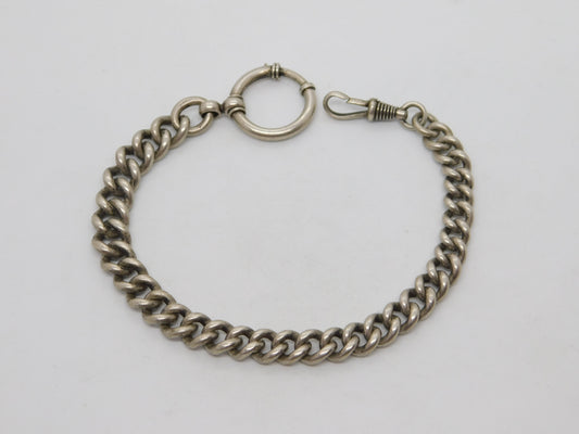 Victorian Chunky .800 Silver Graduating Watch Chain Bracelet c1900 Antique