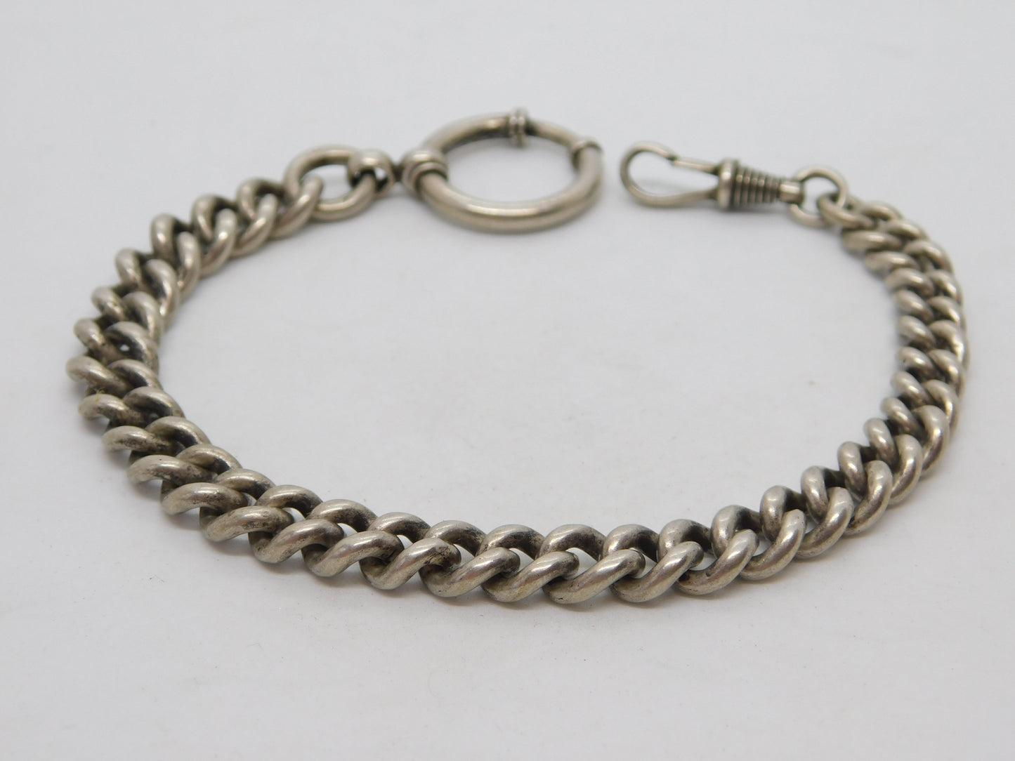 Victorian Chunky .800 Silver Graduating Watch Chain Bracelet c1900 Antique