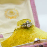 18ct Gold & 0.2ct Diamond Daisy Flower Band Ring Vintage 1969 London